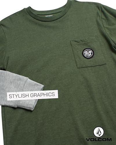 Volcom Boys' Two-Fer Shirt - Pullover Crewneck Long Sleeve Shirt